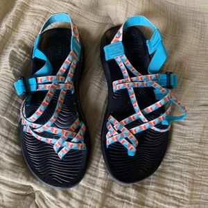 Teal and orange  Chacos, size 9, barely worn